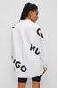 HUGO White Relaxed Fit Large Multi Logos Blouse