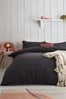 Graphite Black Cotton Rich Duvet Cover and Pillowcase Set