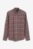 Brown Brushed Flannel Check Long Sleeve Shirt