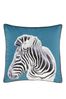 Catherine Lansfield Teal Blue Zebra Cushion