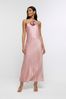 River Island Pink Halter Corsage Midi Dress