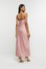 River Island Pink Halter Corsage Midi Dress