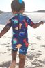 Navy Dino Short Sleeve Sunsafe All-In-One Swimsuit (3mths-7yrs)