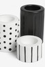 Set of 3 Monochrome Ceramic Tealight Holders