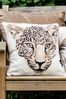 Evans Lichfield White Safari Leopard Printed Polyester Filled Cushion