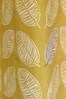 Fusion Ochre Yellow Delft Skandi Geo Leaf Lined Eyelet Curtains
