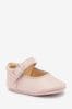 Pink Leather Occasion Mary Jane Baby Shoes palm (0-18mths)