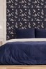 Art For The Home Navy Blue Fresco Apple Blossom Wallpaper