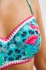 Figleaves Blue & Pink Floral Print Frida Underwired Bandeau Bikini Top