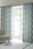 Fusion Duck Egg Blue Woodland Trees Jacquard Lined Eyelet Curtains