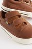 Tan Brown Wide Fit (G) Strap Touch Fastening Shoes