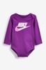 Nike Baby White Futura Swoosh Long Sleeve Bodysuit 3 Pack