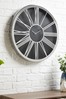 Chrome Silver Extra Large Roman Numeral Wall Clock