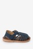 Navy Wide Fit (G) Leather Sandals