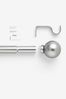 Brushed Silver Extendable Ball Eyelet 28mm Curtain Pole Kit