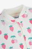 JoJo Maman Bébé Cream Strawberry Zip Sleepsuit