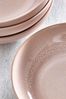 Blush Pink Logan Reactive Glaze Set of 4 Pasta Bowls