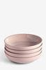 Blush Pink Logan Reactive Glaze Set of 4 Pasta Bowls