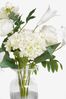 White Artificial Flowers In Glass Vase