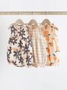 Orange Floral Baby Vest Rompers 3 Pack