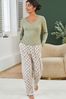 Ecru Aylesmore Ditsy Print Button Top and Trouser Pyjama Set