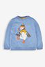 JoJo Maman Bébé Marl Blue Puffin Boys' Appliqué Sweatshirt