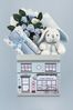 Babyblooms New Baby Blue Gift Hamper with Personalised Bunny Soft Toy