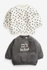 Grey/White 2 Pack Sweat Tops (0mths-2yrs)
