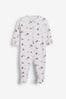 Pink Safari Animals 3 Pack Embroidered Detail Baby Sleepsuits (0-3yrs)
