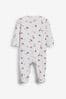 Pink Safari Animals 3 Pack Embroidered Detail Baby Sleepsuits (0-3yrs)