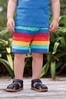 Frugi Red Organic Cotton Rainbow Stripe Jersey Shorts