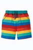 Frugi Red Organic Cotton Rainbow Stripe Jersey Shorts