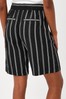 Black & White Stripe Linen Blend Knee Shorts