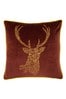 furn. Burgundy Red/Gold Forest Fauna Embroidered Polyester Filled Cushion