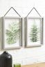 Set of 2 Green Floating Botanicals in Grey Hanging Framed Wall Art