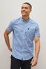 Blue/White Short Sleeve Gingham Stretch Oxford Shirt