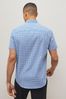 Blue/White Short Sleeve Gingham Stretch Oxford Shirt