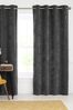 Charcoal Grey Soft Velour Eyelet Blackout/Thermal Curtains
