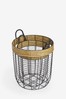 Set of 2 Black Wire and Seagrass Storage Baskets