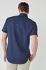 Navy Blue Regular Fit Short Sleeve Easy Iron Button Down Oxford Shirt