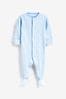 Blue/White 5 Pack Essentials Baby Sleepsuits (0-2yrs)