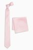 Pink Slim Silk Tie And Pocket Square Set