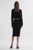 Reiss Black/White Jodie Knitted Colourblock Midi Dress