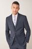 Navy Blue Tailored Fit Check Suit: Jacket