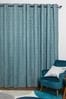 Teal Blue Heavyweight Chenille Eyelet Lined Curtains