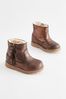 Bronze Brown Wide Fit (G) Warm Lined Tassel Detail Zip Boots