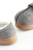 Grey Warm Lined Touch Fastening Slippers