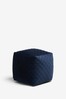 Navy Blue Quilted Velvet Cube Pouffe