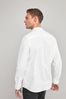 White Grandad Collar Slim Fit Long Sleeve Stretch Oxford Shirt