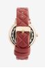 Berry Red Quilted Strap Watch